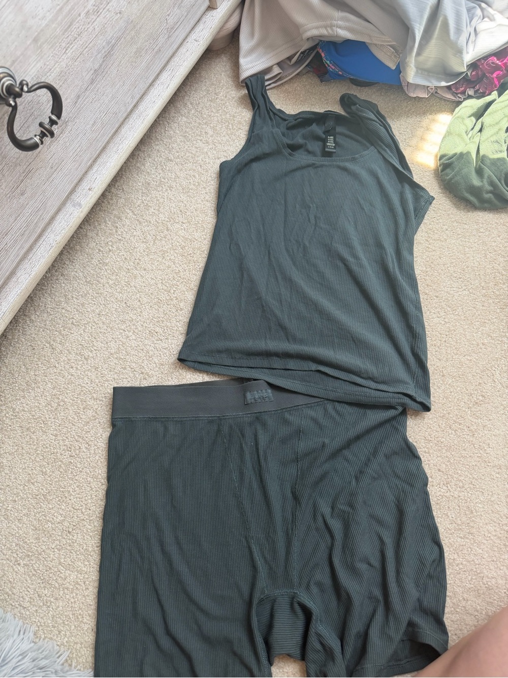 SKIMS Cozy Green Lounge Set